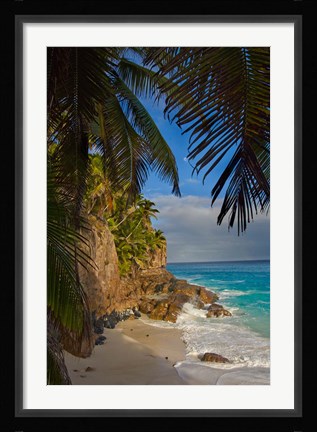 Framed Anse Beach on Fregate Island, Seychelles, Africa Print
