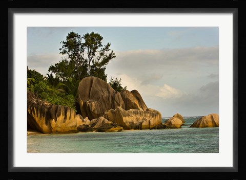 Framed Anse-Source D'Argent coastline, Seychelles, Africa Print
