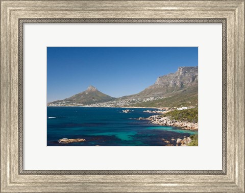 Framed Camps Bay and Clifton area, view of the backside of Lion&#39;s Head, Cape Town, South Africa Print