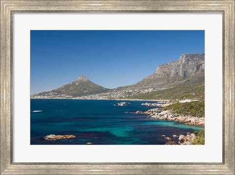 Framed Camps Bay and Clifton area, view of the backside of Lion&#39;s Head, Cape Town, South Africa Print