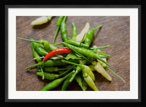 Framed Chile peppers, Market on Mahe Island, Seychelles Print