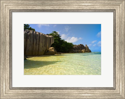 Framed Cliffs of Anse-Source D&#39;Argent, Seychelles, Africa Print