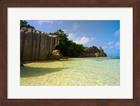 Framed Cliffs of Anse-Source D&#39;Argent, Seychelles, Africa Print