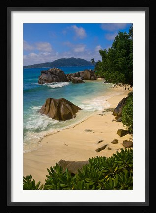 Framed Coastal View of La Digue Island, Seychelles Print