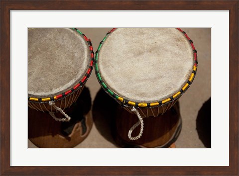 Framed Gambia, Banju, Wooden drums, musical instrument Print