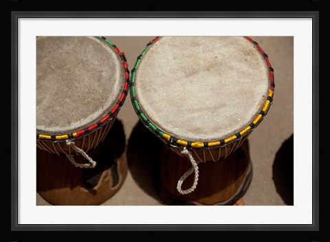 Framed Gambia, Banju, Wooden drums, musical instrument Print