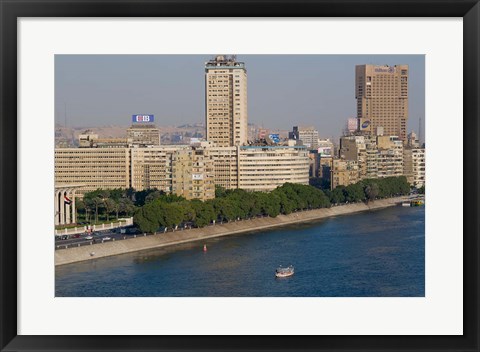 Framed Corniche El Nil, Nile River, Cairo, Egypt Print