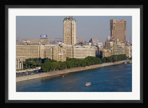 Framed Corniche El Nil, Nile River, Cairo, Egypt Print