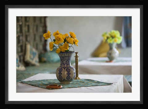 Framed Flowers and Room Detail in Dessert House, Morocco Print