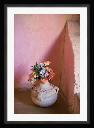 Framed Flowers and Room Detail in Dessert House (Chez Julia), Merzouga, Tafilalt, Morocco Print