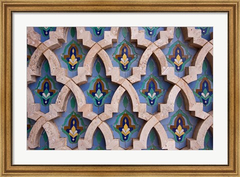 Framed Wall tiles in Al-Hassan II mosque, Casablanca, Morocco Print