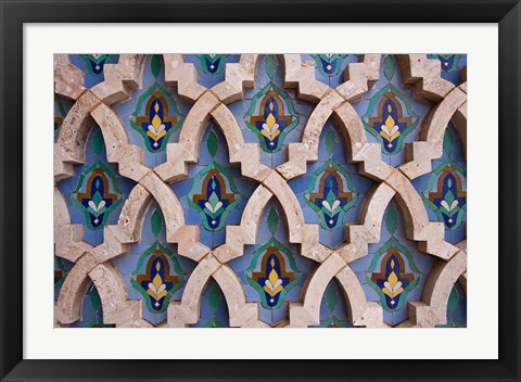 Framed Wall tiles in Al-Hassan II mosque, Casablanca, Morocco Print