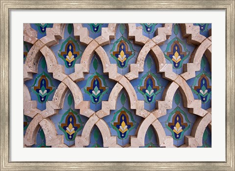 Framed Wall tiles in Al-Hassan II mosque, Casablanca, Morocco Print