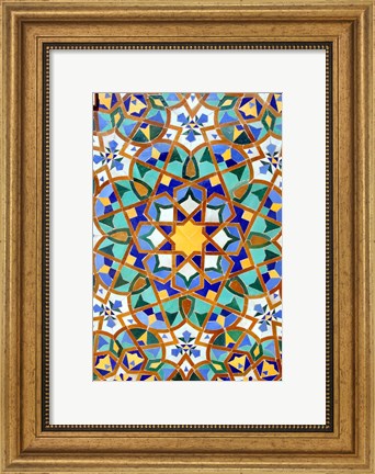 Framed Hassan II Mosque Mosaic Detail, Casablanca, Morocco Print