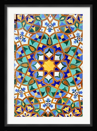 Framed Hassan II Mosque Mosaic Detail, Casablanca, Morocco Print