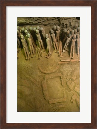 Framed Court eunuchs, terra cotta warriors, excavation, China Print