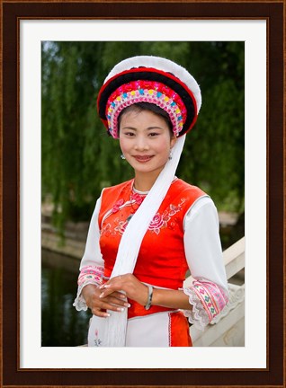 Framed Bai Minority Woman in Traditional Ethnic Costume, China Print