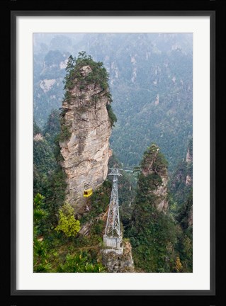 Framed Cable Car To Yellow Stone Stronghold Village, Zhangjiajie National Forest Park, Hunnan, China Print