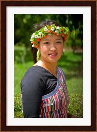 Framed China, Yunnan, Young Dulong Portrait with Ethnic Costume Print