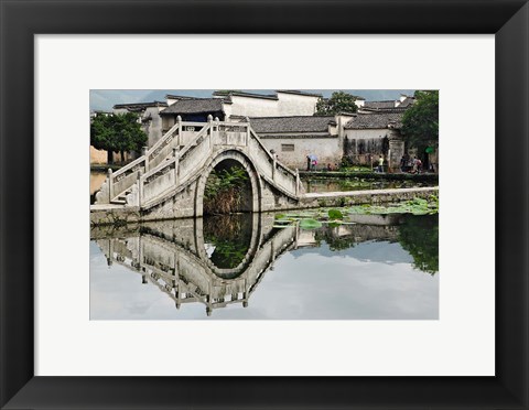 Framed Bridge reflection, Hong Cun Village, Yi County, China Print