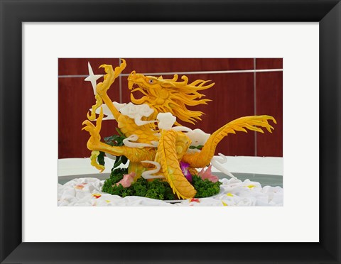 Framed Dragon carved from pumpkin, Yellow Mountain, China Print