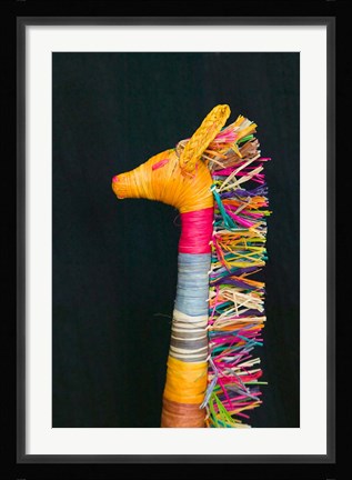 Framed Embroidered giraffe craft, Kenya Print