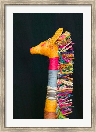 Framed Embroidered giraffe craft, Kenya Print
