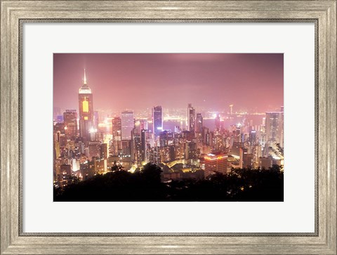 Framed Central Overview from Stubbs Road Lookout, Hong Kong, China Print