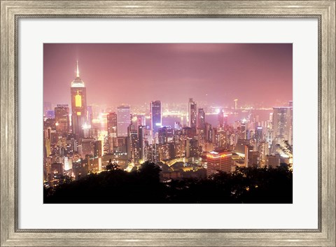 Framed Central Overview from Stubbs Road Lookout, Hong Kong, China Print
