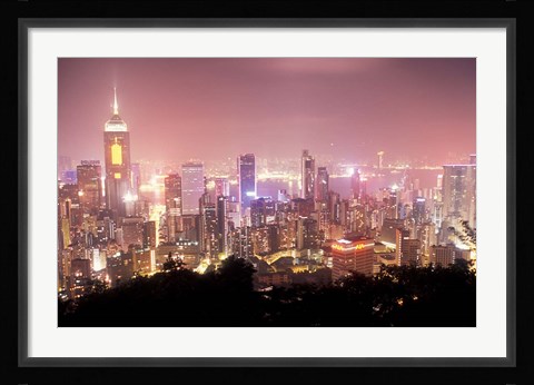 Framed Central Overview from Stubbs Road Lookout, Hong Kong, China Print