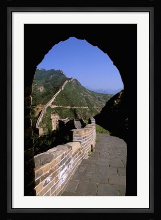 Framed Great Wall of China Viewed through Doorway, Beijing, China Print