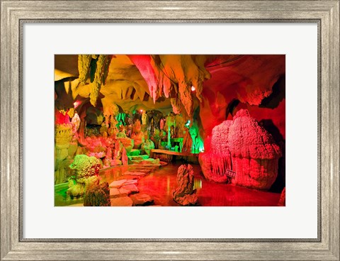 Framed Cave stalagmites, stalactites, Mutianyu, China, Print