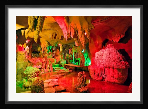Framed Cave stalagmites, stalactites, Mutianyu, China, Print