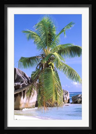 Framed Granite Outcrops, La Digue Island, Seychelles, Africa Print