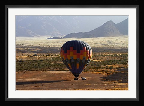 Framed Aerial view of Hot air balloon landing, Namib Desert, Namibia Print