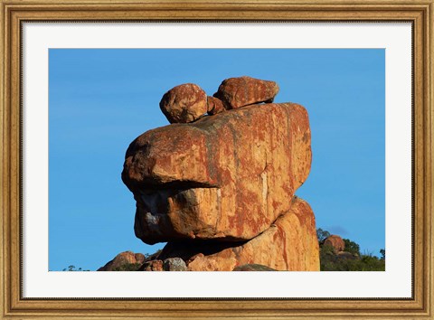 Framed Frog-shaped rock, Big Cave Camp, Matopos Hills, Zimbabwe, Africa Print