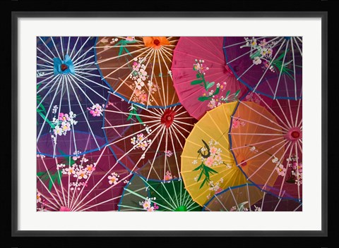 Framed Colorful Silk Umbrellas, China Print
