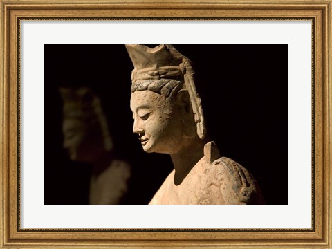 Framed Gold Painted Bodhisattva in Contemplation, China Print