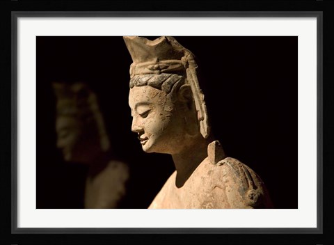 Framed Gold Painted Bodhisattva in Contemplation, China Print