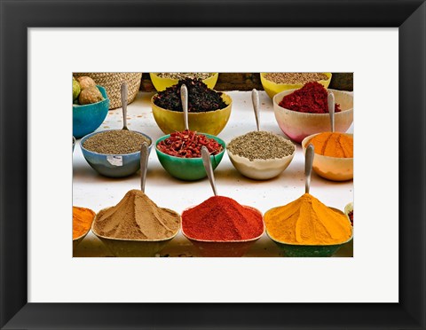Framed Bowls with Colorful Spices at Bazaar, Luxor, Egypt Print