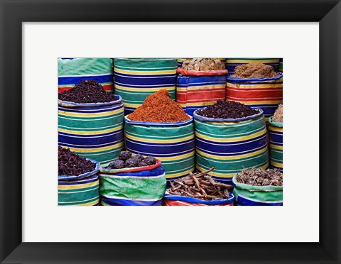 Framed Colorful Spices at Bazaar, Luxor, Egypt Print