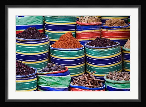 Framed Colorful Spices at Bazaar, Luxor, Egypt Print