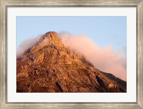 Framed Africa; Malawi; Mt Mulanje; Thuchila; View of rock peak Print