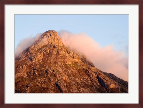 Framed Africa; Malawi; Mt Mulanje; Thuchila; View of rock peak Print