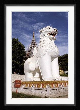 Framed Guardian Lions, Mandalay Hill, Mandalay, Myanmar Print