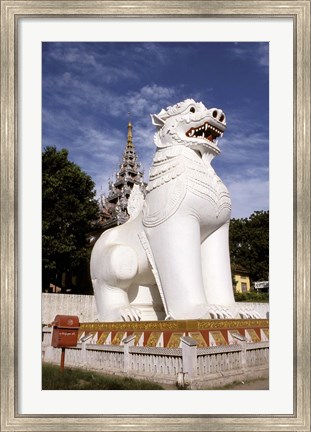 Framed Guardian Lions, Mandalay Hill, Mandalay, Myanmar Print