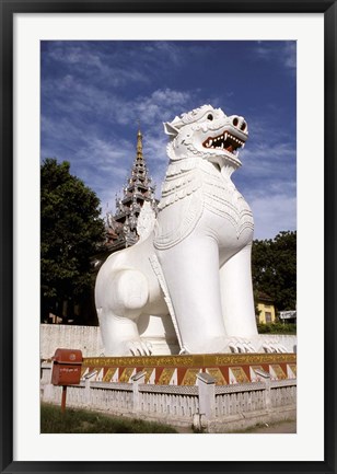 Framed Guardian Lions, Mandalay Hill, Mandalay, Myanmar Print