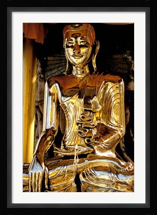 Framed Golden Buda of Shwedagon Pagoda, Yangon, Myanmar Print