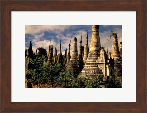 Framed Ancient Ruins of Indein Stupa Complex, Myanmar Print