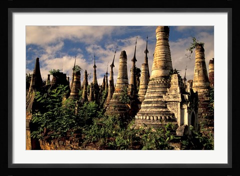 Framed Ancient Ruins of Indein Stupa Complex, Myanmar Print